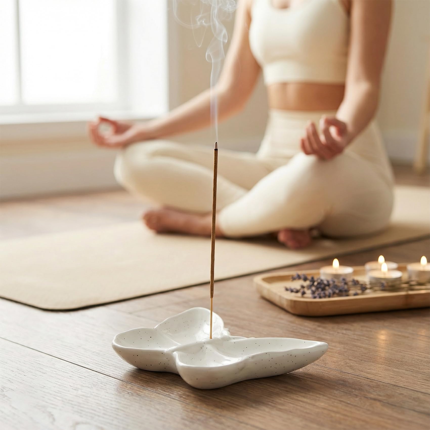 Porta incenso a forma di farfalla, realizzato a mano, in ceramica, per bastoncini di salvia e Palo Santo, bruciatore di incenso per zen, yoga, spa, meditazione, decorazione per la casa, regali