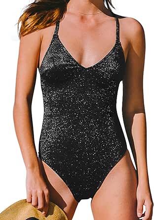 CUPSHE Women's One Piece Swimsuit Thin Braided Straps V Neck Bathing Suit