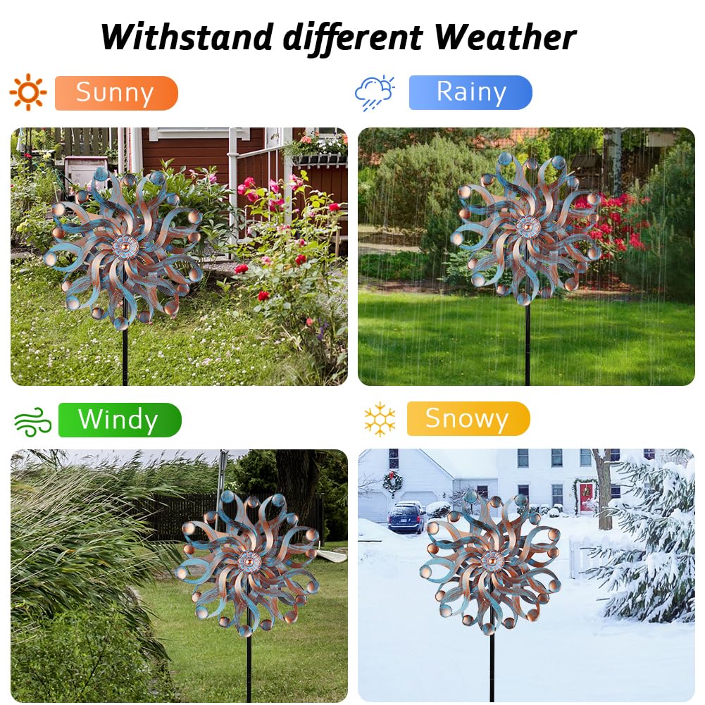 DREAMSOUL Molinillos de viento para exteriores, 55.88 cm, grandes molinillos de viento de metal para exteriores para patio y jardín, doble cinético para jardín, patio, césped