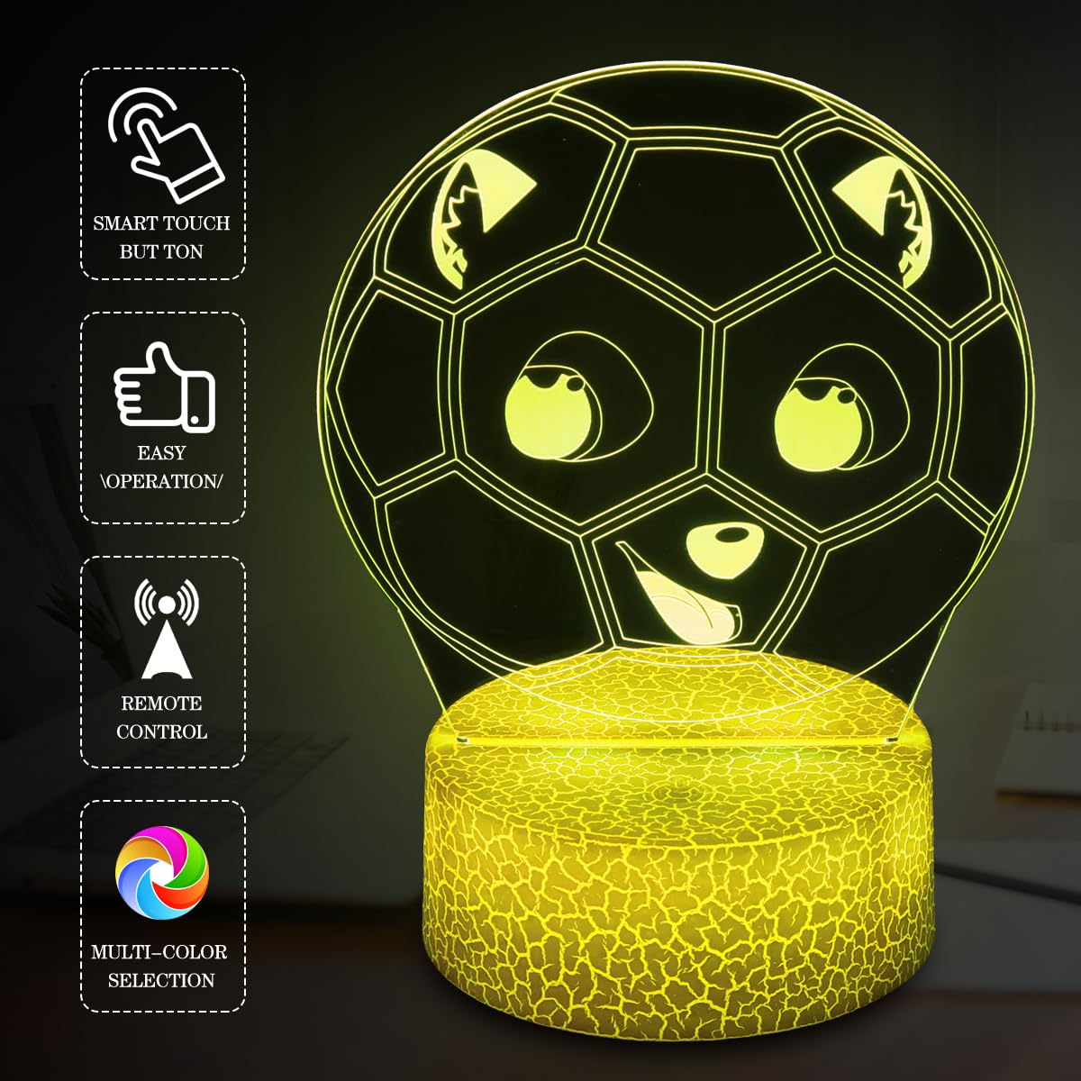 Regali di calcio per gli appassionati di sport, calcio luce notturna, 16 colori cambia lampada decorazione con telecomando e touch, regali per Natale, San Valentino, compleanno per ragazzi e ragazze