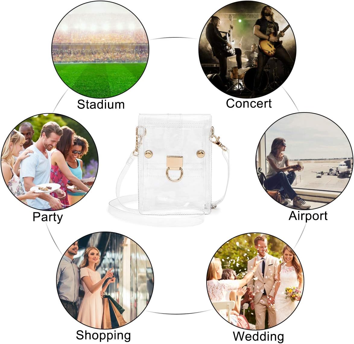Small Clear Crossbody Bag Purse Stadium Approved for Women, Clear Phone Handbag for Concert, Festival & Sport Events Gamd Day - Image 7