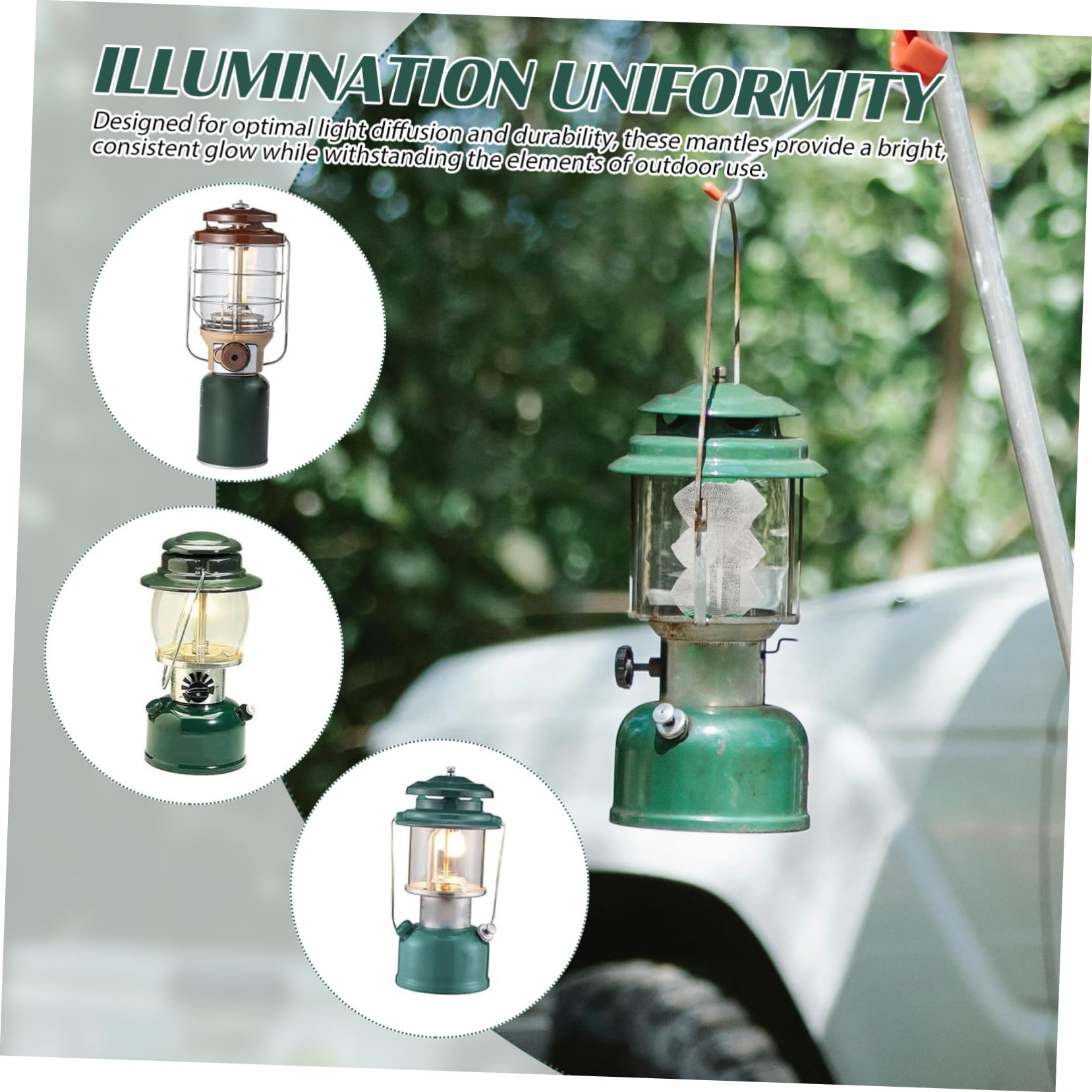 VILLCASE 6Pcs Inverted Propane Lantern Mantles Durable Accordion Shaped Lamp Accessories for Camping Hiking and Outdoor Use Easy Installation Bright and Consistent Light Diffusion