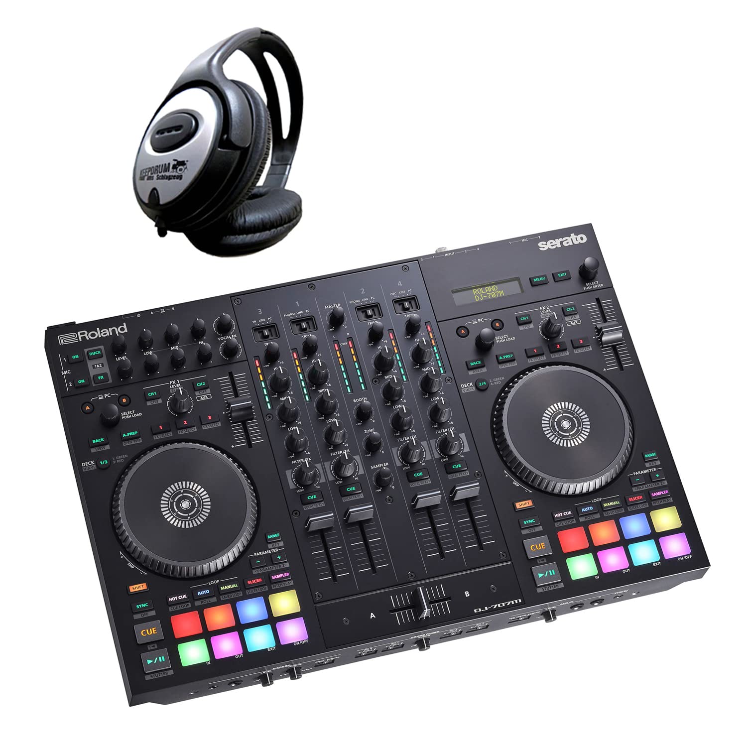 Roland D-J707M mobilny kontroler DJ mikser + słuchawki keepdrum