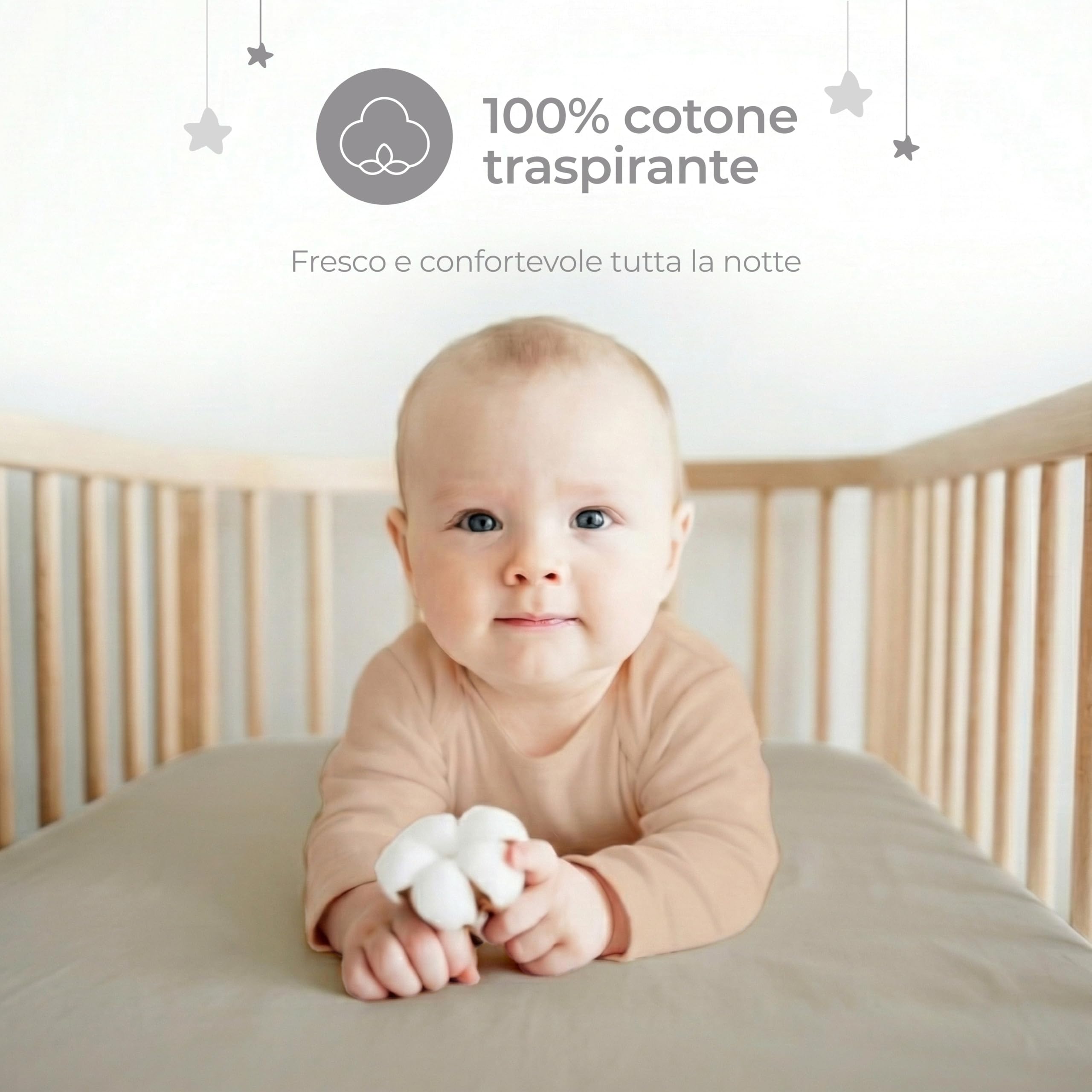 Dreamzie Set 2 Lenzuola Culla 50x83 Cotone - Lenzuolo Con Angoli, Oeko-Tex Certificato - Lenzuola Per Carrozzina E Culla Neonato - Grigio/Bianco