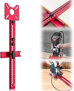 4in1 Router Milling Groove Bracket, Aluminum Alloy Circle Cutting Jig for Cabinet Hardware, Woodworking Router Guide, Adjustable Tool, Red