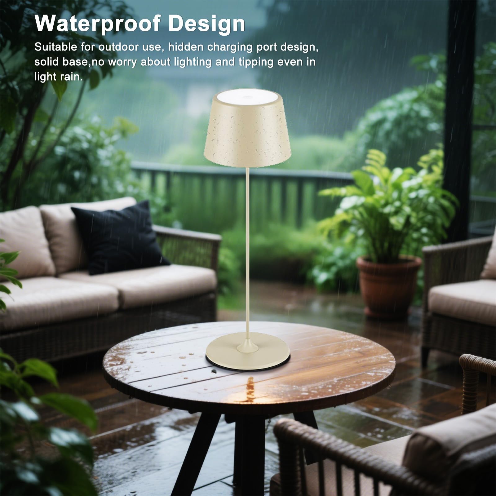 MU LIN 2PZLampada Lampada da Tavolo Ricaricabile e Senza Fili con Controllo Touch, Utilizzabile anche come Lampada da Esterni, Dimmer, 2200-3000 K, Altezza 35 cm, Colore Marrone per ristorante e Casa