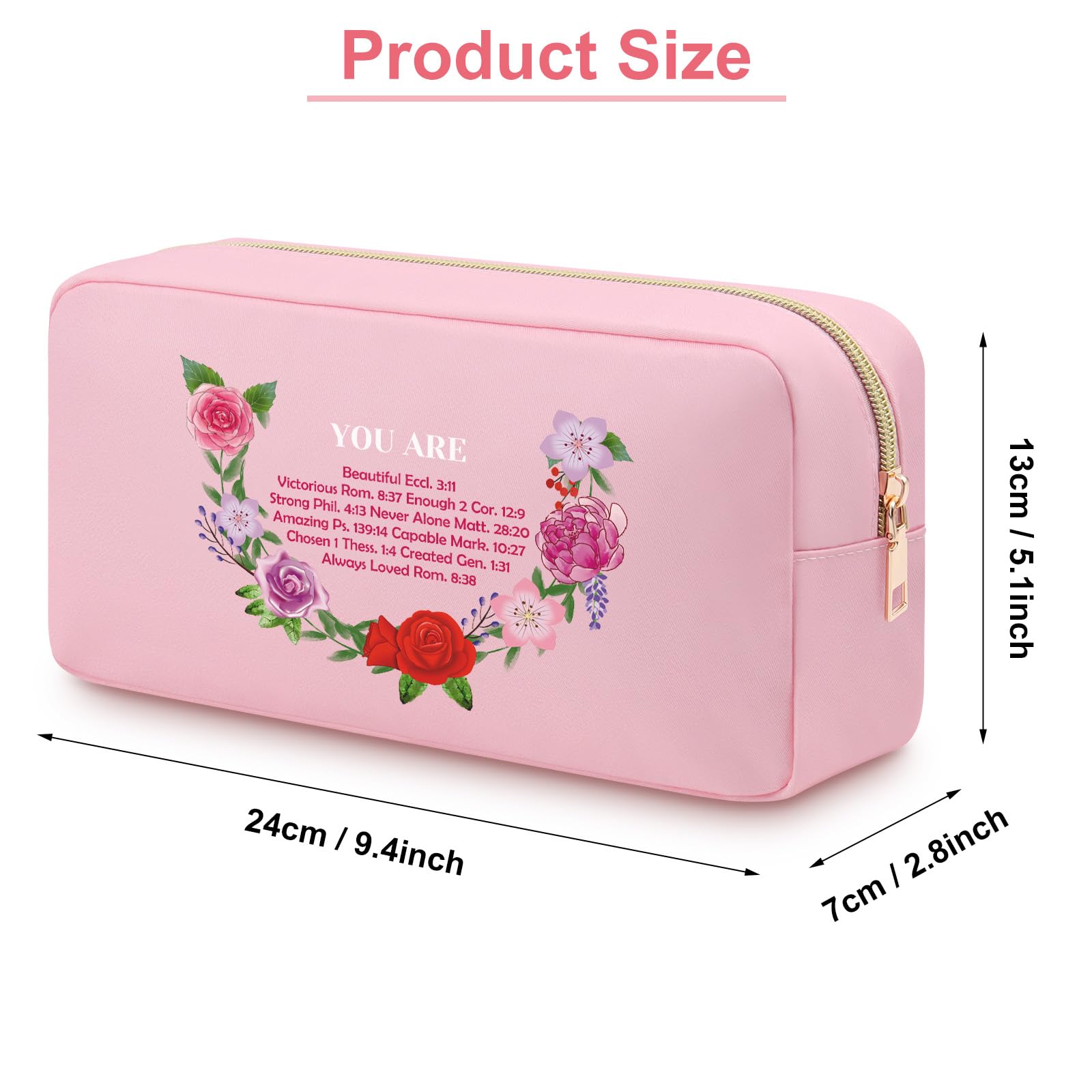 Christian Bible Verse Gift for Women Oxford Cloth Cosmetic Bag for Sister Friend Daughter Teen Girls Mum Baptism Presents Religious Inspirational Quote Toiletry Bag - Image 2