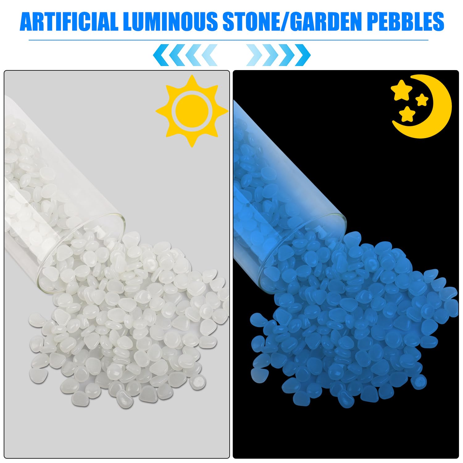 400 Stück Leuchtsteine - Nachtleuchtende Kiesel Für Garten & Aquarium