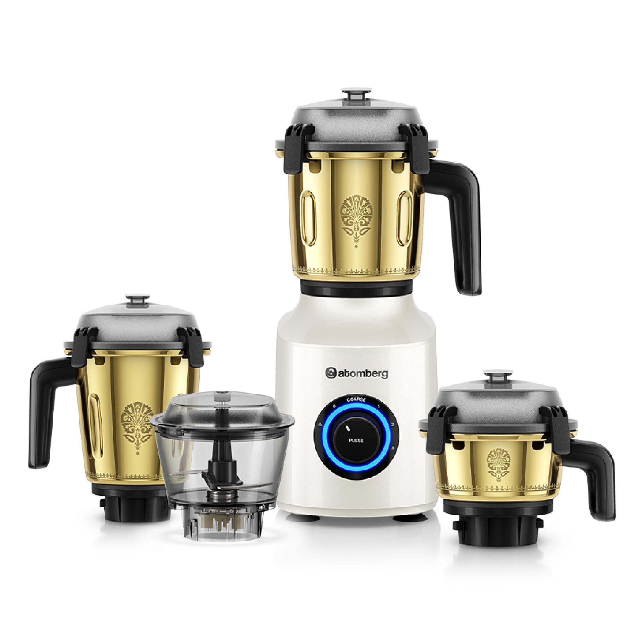 Atomberg Zenova Special Edition Mixer Grinder For Kitchen | Intelligent BLDC Motor | Grinds Like 1000 Watt | Unique Coarse Mode for Silbatta Texture |4 Jars With Chopper | Hands-Free | Safety Features