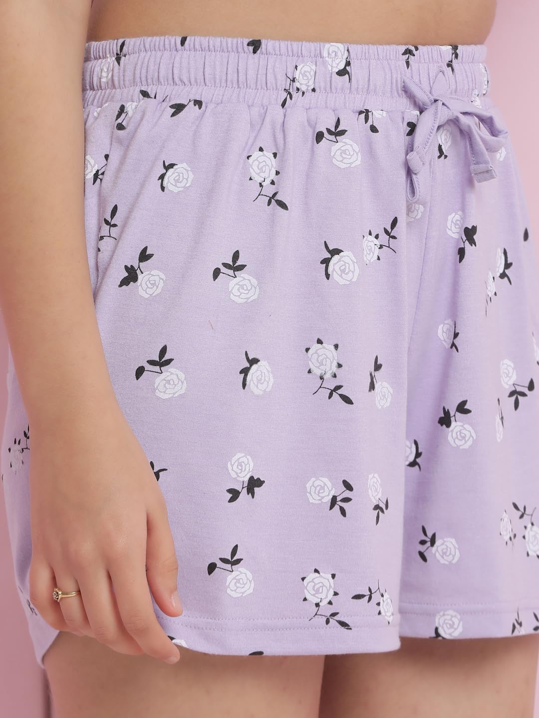 Lil Tomatoes Girls Regular Fit Cotton Night Suits, 11-12 Years, Lilac - Image 7 thumbnail