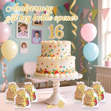 50Pcs 16th Key Bottle Opener for 16th Birthday Party Favors 16th Wedding Anniversary Souvenirs Gifts for Guests,Party Decorations (16)