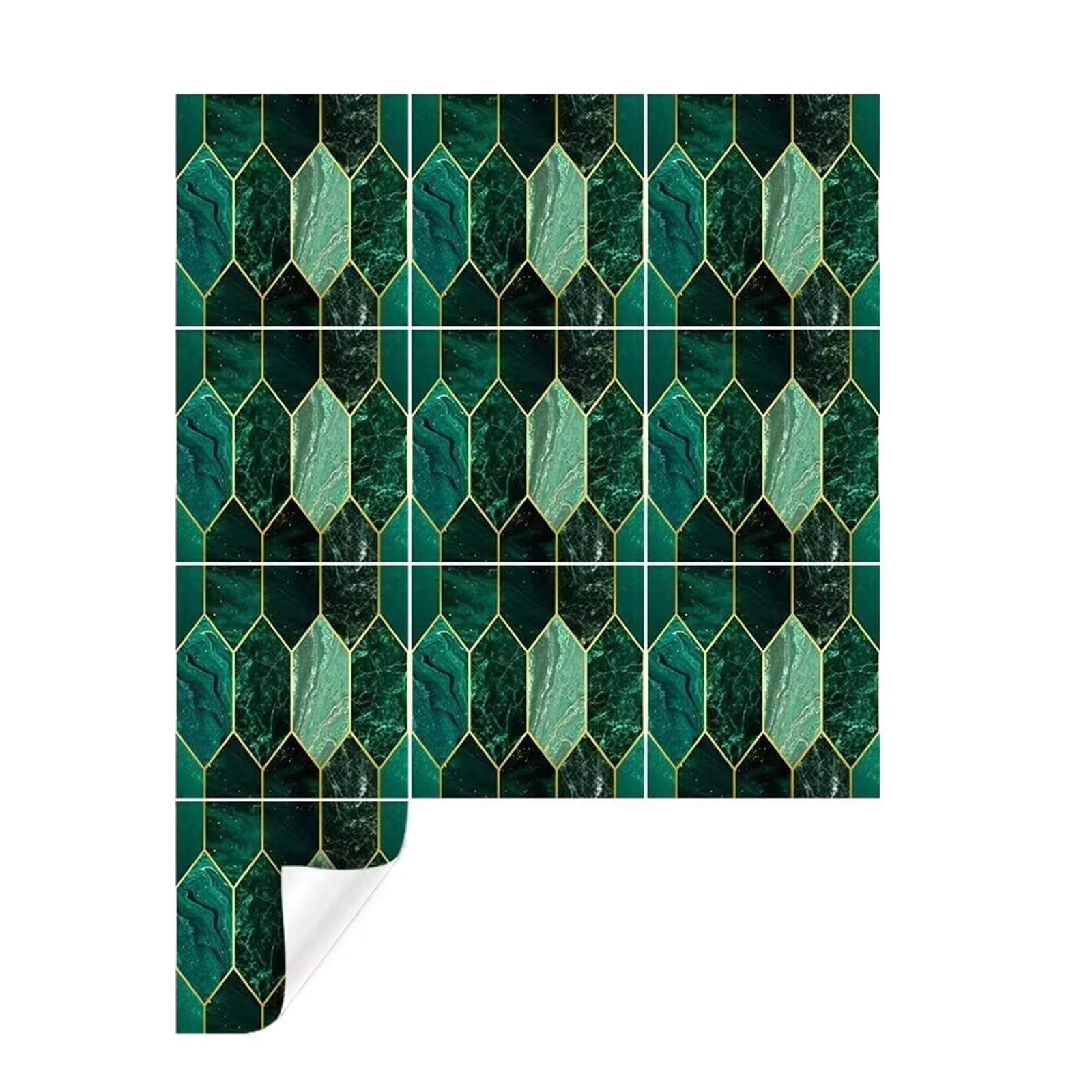 Wall Tile Sticker Tile Stickers Vinyl Wall Sticker for Living Room Kitchen Bathroom Toilet Bar Modern Luxury Home Decor Green Gilding Marble PVC Adhesive(Size1)