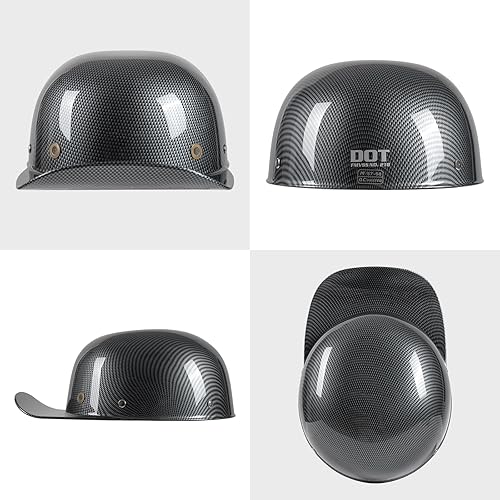 Miniatura 2 de Casco de motocicleta estilo béisbol para adultos, certificado por DOT, medio casco para hombres con hebilla de liberación rápida, diseño retro