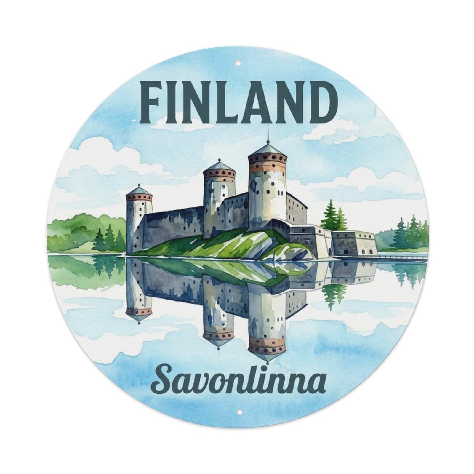 Vintage Travel Finland Fresh Metal Tin Sign Plaque Wall Decor for Cafe, Club, Garden Round Metal Poster 8x8Inch