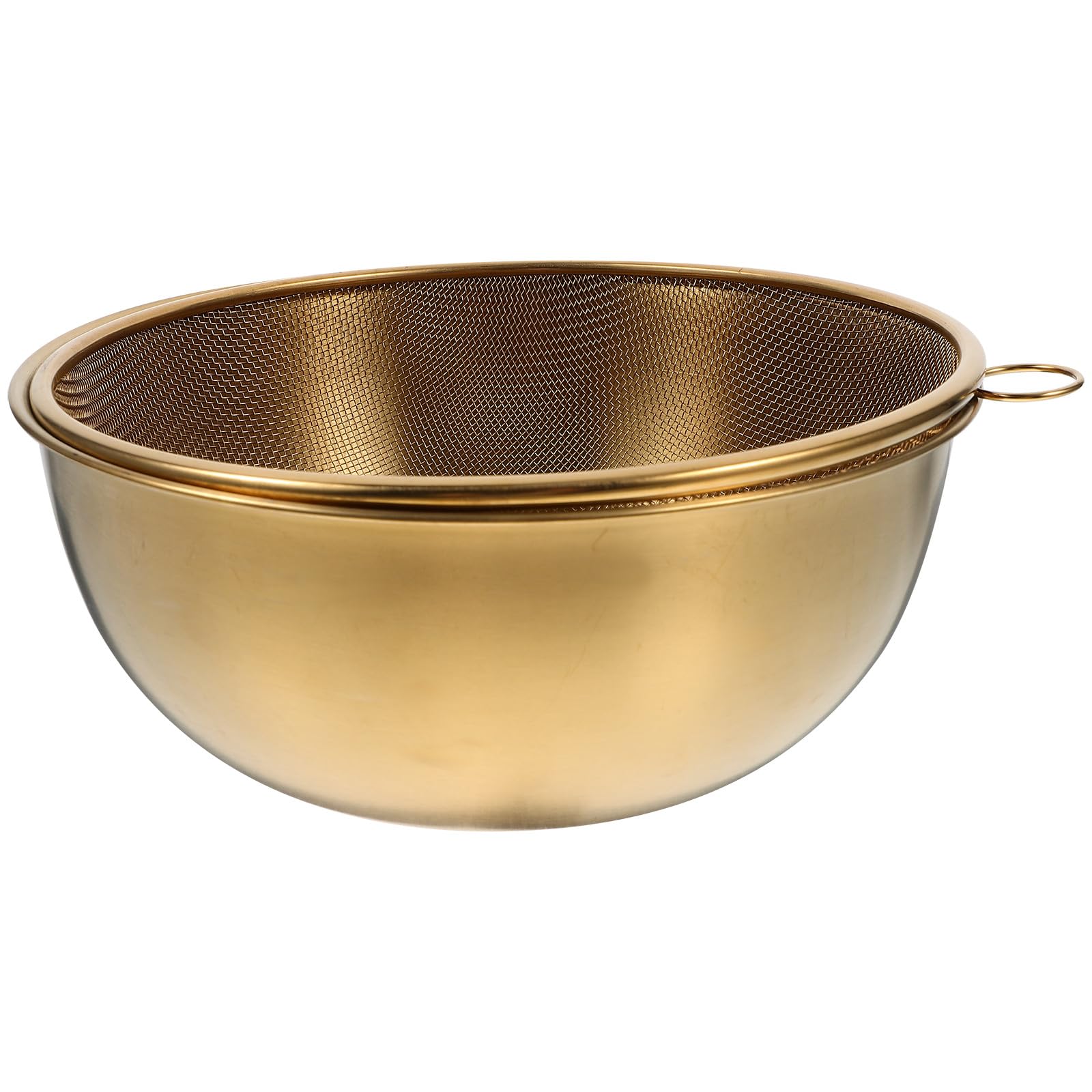 Panier égouttoir en acier inoxydable doré de 22 cm avec maille fine