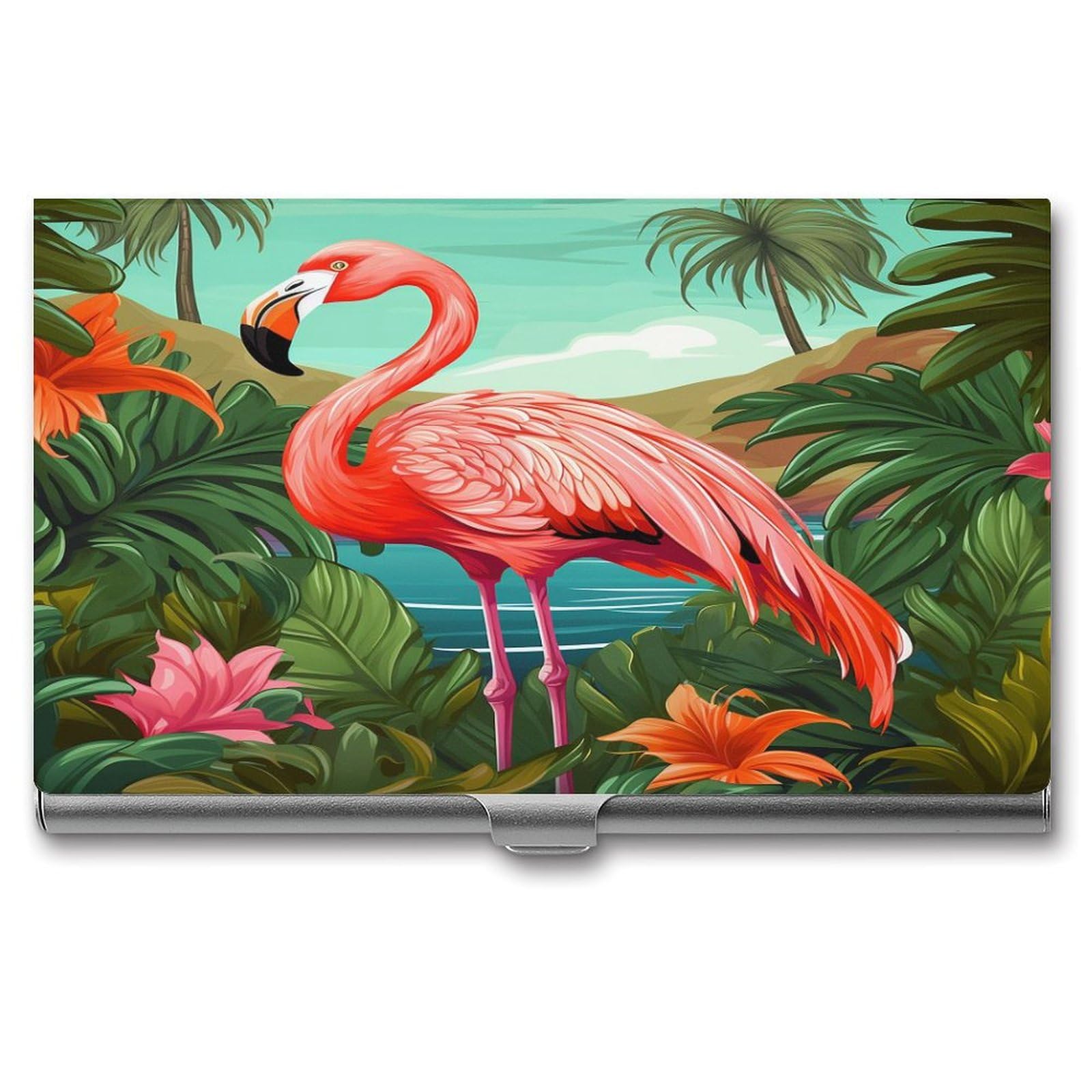 Porte-cartes de visite super léger avec motif flamant rose