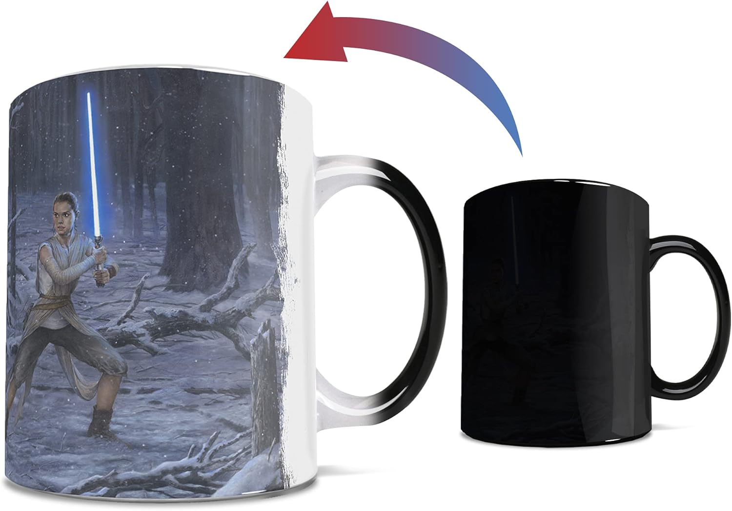 Morphing Mugs Star Wars – The Duel – Rey vs. Ren – Thomas Kinkade Studios - One 11 oz Color Changing Ceramic Mug – Image Revealed When HOT Liquid Is Added! - Image 2