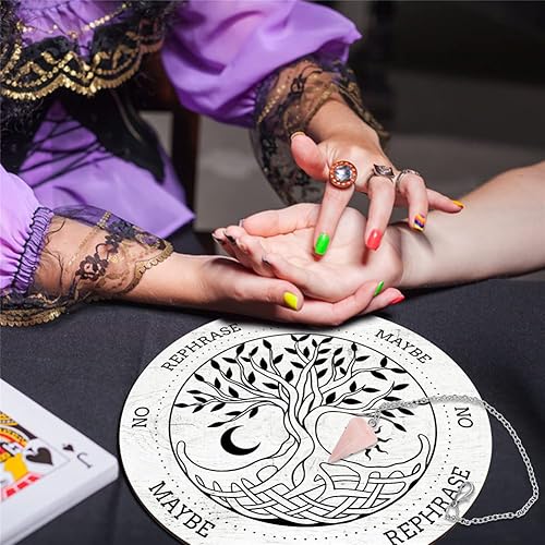 Miniatura 3 de CRASPIRE Tablero de péndulo del árbol de la vida, tablero de mensajes metafísicos de adivinación, tablero tallado de madera de 7.9 pulgadas con