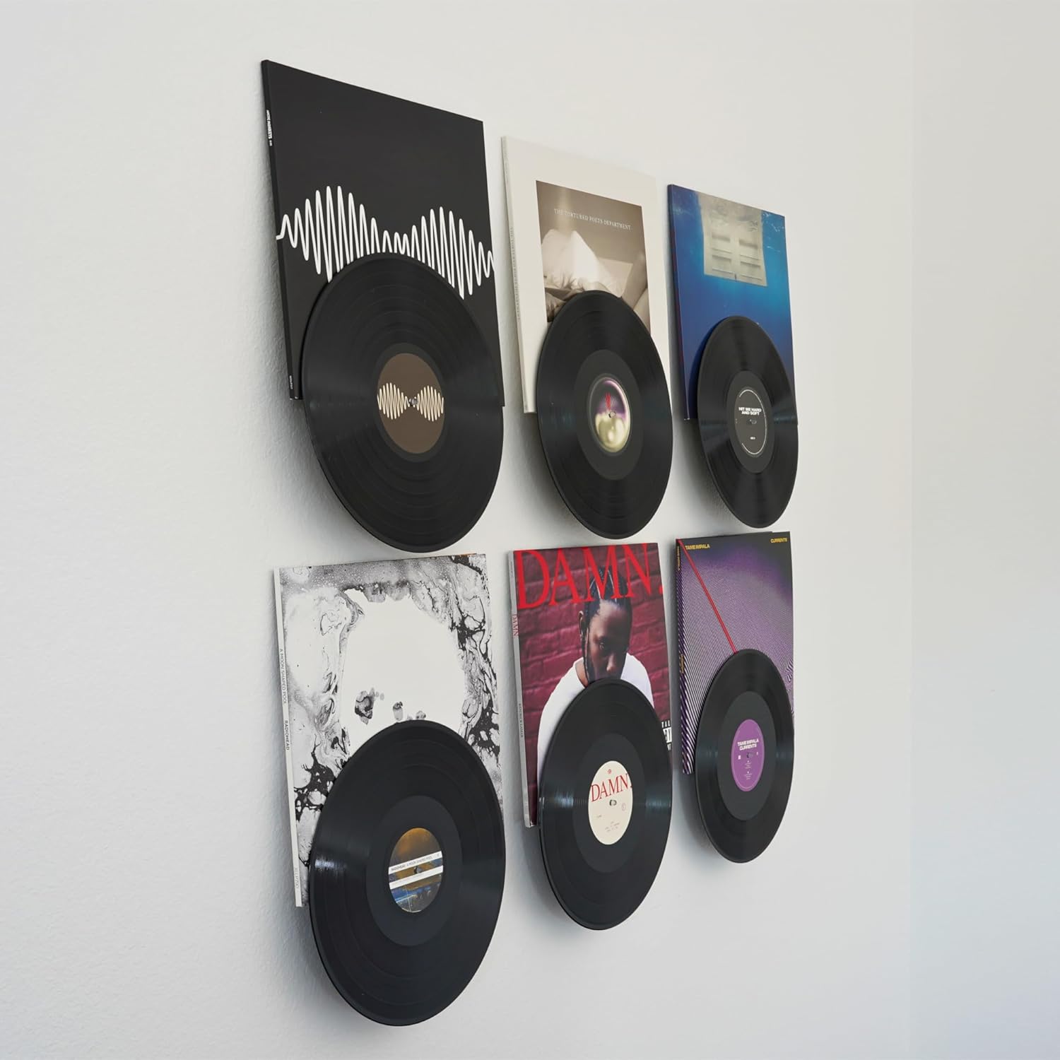 Modern JP Adhesive Vinyl Wall Mount (16-Pack) – Dual Display Album and Disc, Strong Hold Record Holder Wall, Record-Safe Easy Installation, Album Wall Mount for 1LP and 2LP – Clear