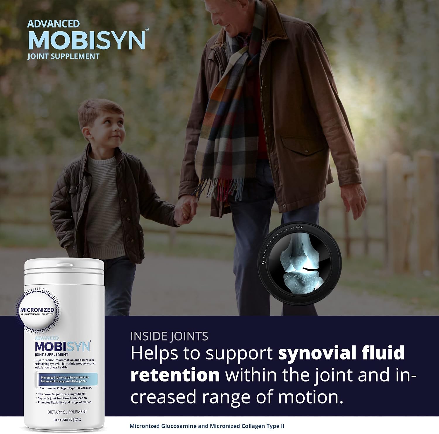 Mobisyn Glucosamine and Collagen Type II Joint Support Supplement Topical Gel, Advanced Anti-Inflammatory Value Pack, 60-Day Supply
