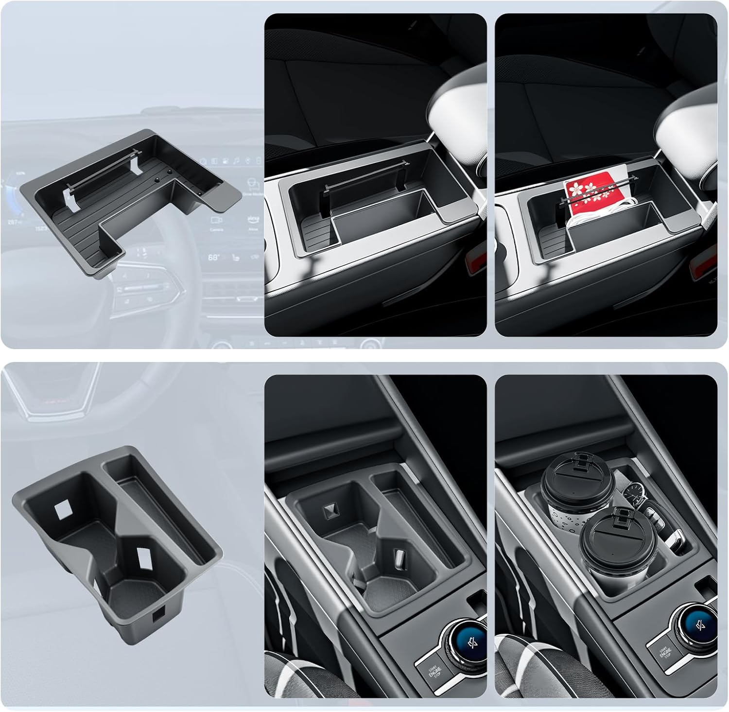 BIBIBO for 2025 2026 VW Tiguan Center Console Organizer 2025+ Tiguan (S, SE, SE R-Line Black, SEL R-Line) Front Armrest Console Tray +Cup Holder 2025 VW Tiguan Insert Organizer 2025 2026 Tiguan