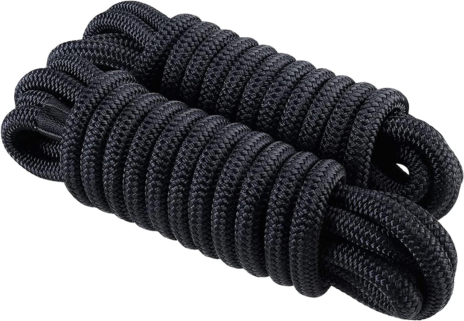 Dock Lines: 3/4" x 20' Double Braided Nylon Boat Dock Lines - Premium Boat Ropes for Docking with 15" Loop - Marine Grade Boat Rope/Dock Line, Sturdy Mooring Marine Rope - 2 Pack (Black)