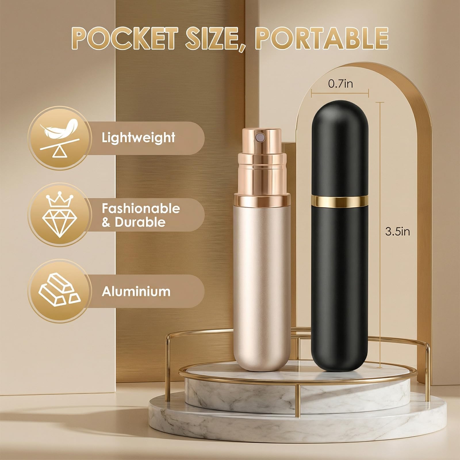 2 x atomizery do perfum z możliwością ponownego napełniania (5 ml), buteleczki z atomizerem w rozmiarze podróżnym, mgiełka nano, atomizery z napełnianiem od dołu do użytku w podróży