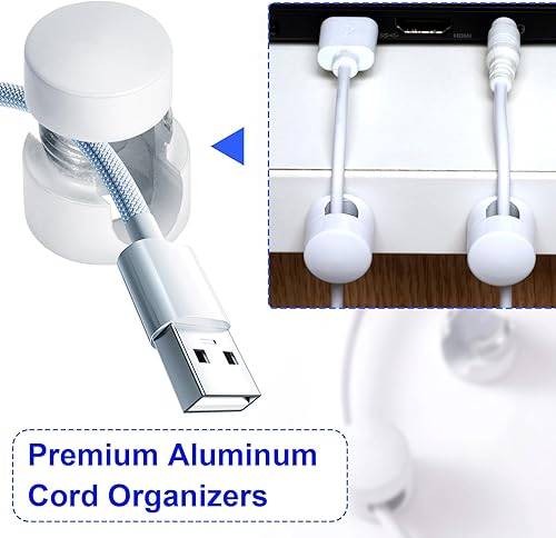 Miniatura 157 de 3 juegos de soportes de cargador para cables, soportes de anclaje de cable ajustables plateados, clips de cable de metal adhesivos, organizadores de