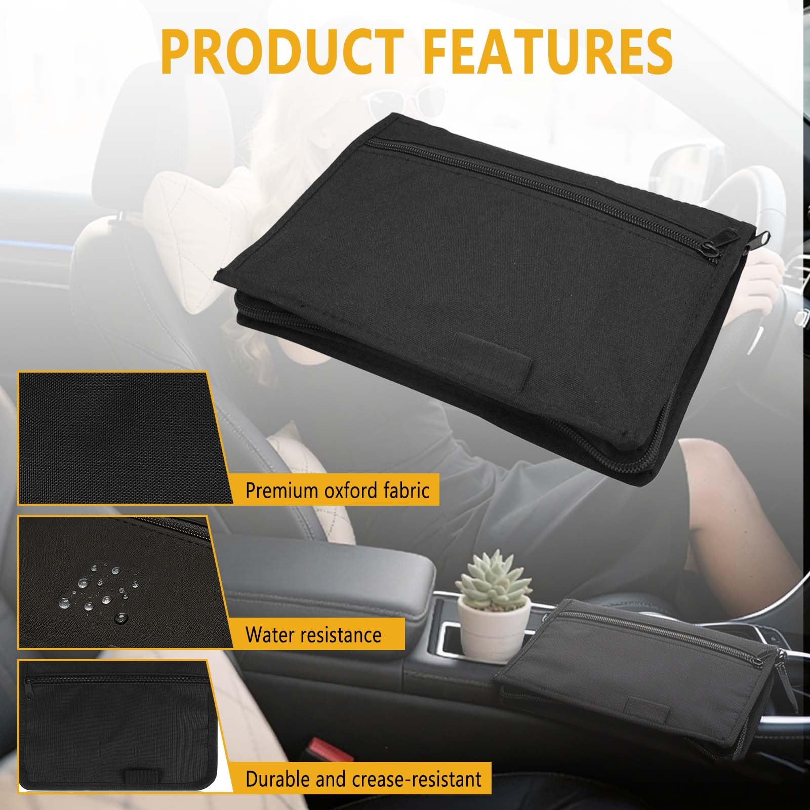 Coche Organizador de Guantera, A5 Portadocumentos, Bolsa Portátil con Múltiples Compartimentos para Guardar Recibos, Billetes y Accesorios en Vehículos,Adecuado para Viajes, Viajes de Negocios