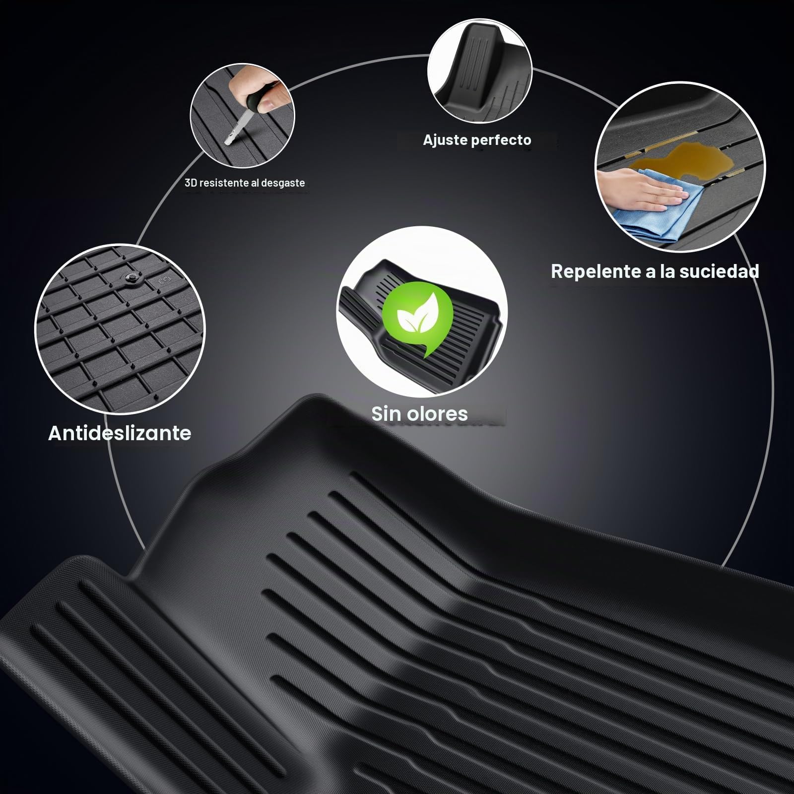 ECOZEN Alfombrillas Tesla Model Y 2025 de Goma para Coche, 3D Alfombrillas para Model Y 2025 de TPE para Coche Antideslizantes, talonera de Goma Reforzada de fijación para Todo Tipo de climas