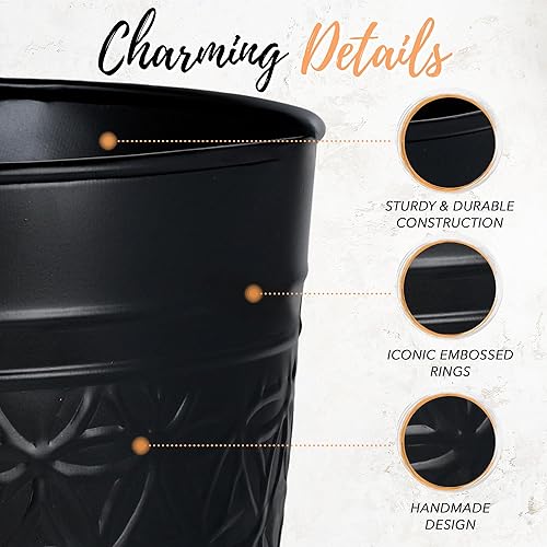 Miniatura 3 de Autumn Alley Bote de basura negro para baño, cesta de basura redonda abierta para baño, elegante y duradera, color negro, para el hogar u oficina,