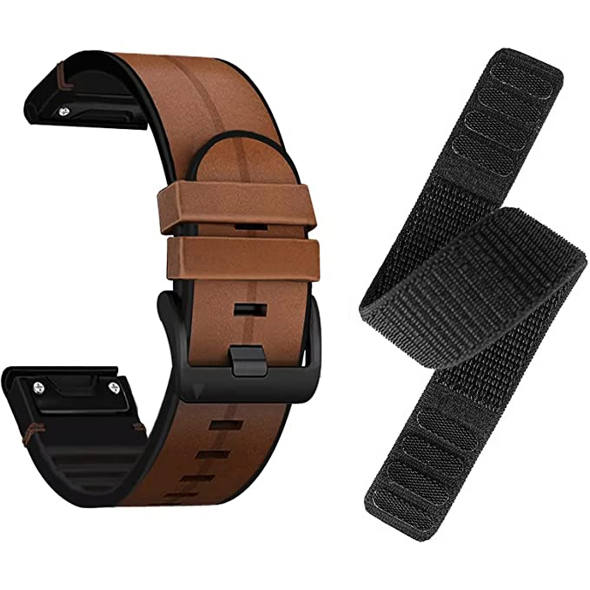 Compatible for Garmin Fenix 7/6/Fenix 5 Bands, 22mm Quick Release Easy Fit, Silicone Leather + Woven Nylon Ultralight Sport Band for Fenix 5 Plus, Fenix 6 Pro/Sapphire-image-21