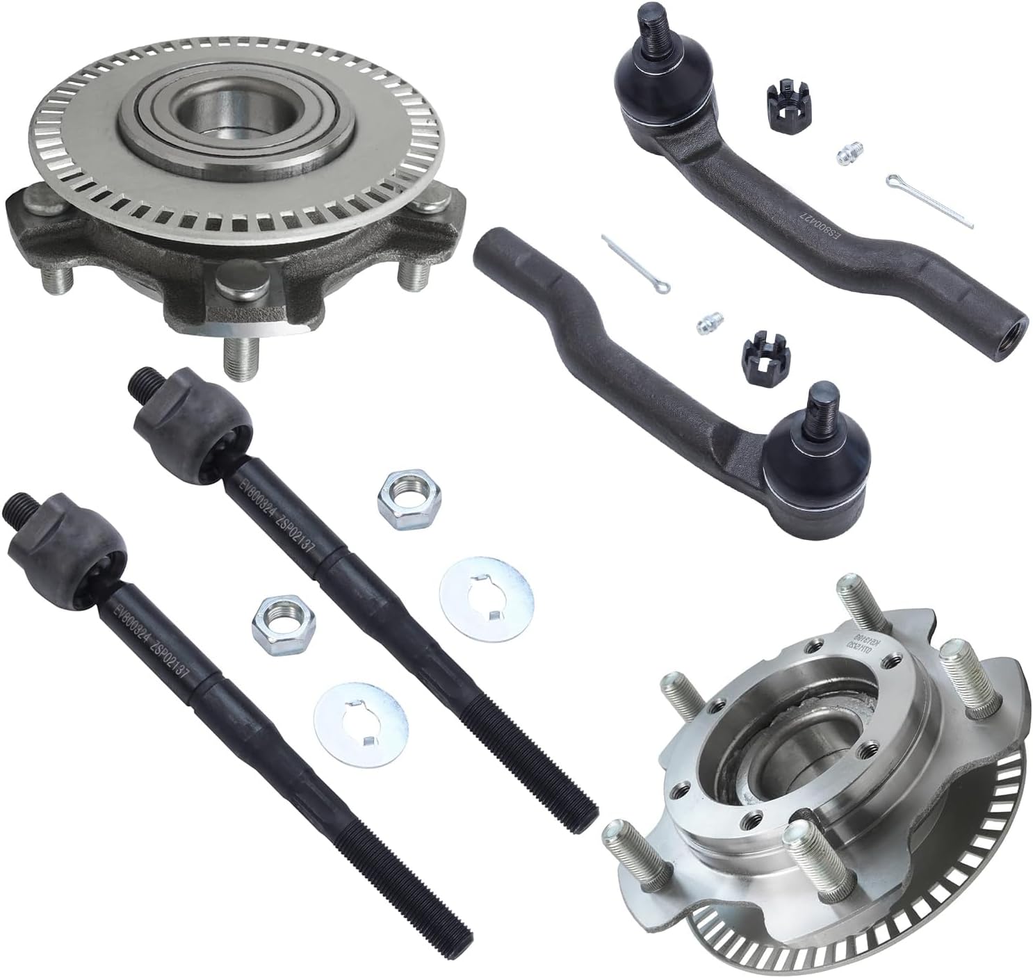 Detroit Axle - Front Wheel Bearing Hubs Inner Outer Tie Rods for Chevrolet Tracker Suzuki Vitara 2001 2002 2003 2004, 5 Bolts, ABS, 513193