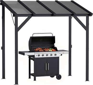 Outsunny 8 x 5 Hardtop Grill Gazebo Lean-to BBQ Gazebo Shelter