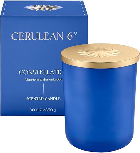 Cerulean 6 Vela de lujo Constellation Magnolia y sándalo 3 mechas vela de lujo que enriquece tus sentidos y eleva tu espacio.