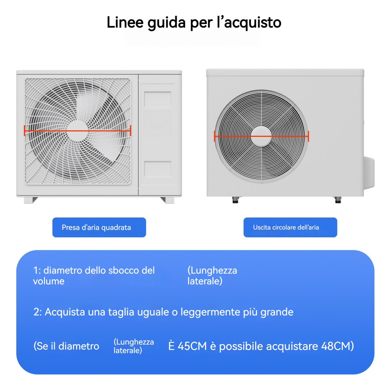 Deflettore d'aria per condizionatori esterni, quadrato, in acciaio inox, deflettore di uscita dell'aria per aria condizionata esterna, griglia di protezione contro l'aria diretta (50cm)
