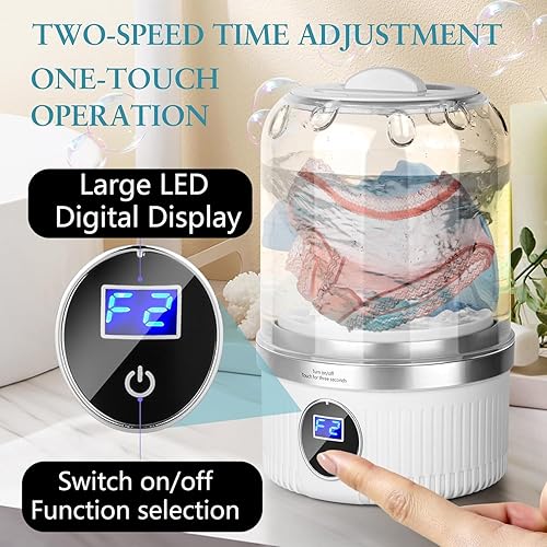 Miniatura 4 de TARSHYRY Lavadora de ropa interior, mini lavadora portátil recargable, pequeña máquina de lavandería inalámbrica para bebé, ropa, ropa interior,