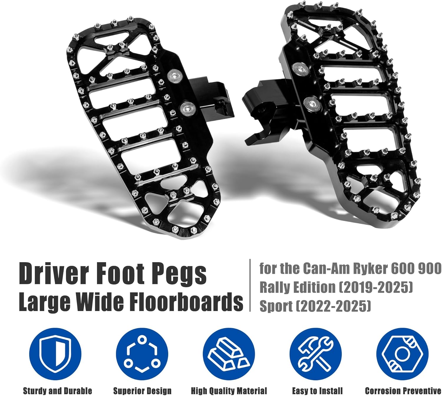 Brake Pedal Driver Foot Pegs Aluminum for Can-Am Ryker 600 900 Sport Rally Edition Accessories