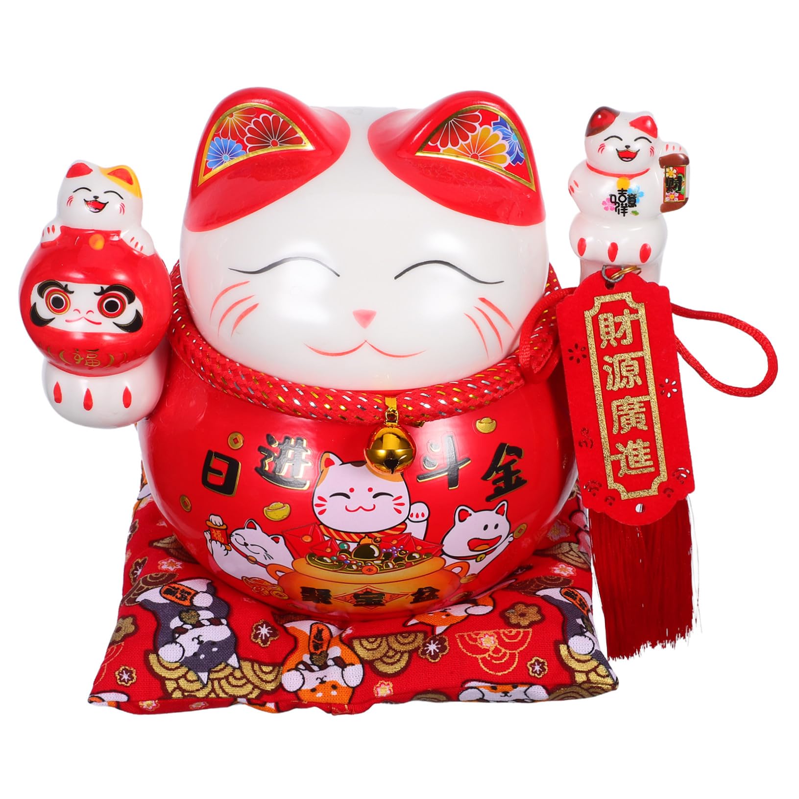 TOPBATHY Keramik-spardose in Form Einer Katze Traditionelle Maneki Neko Figur als Heimdekoration und Geldsparer Chinesisches Ornament für Tischdekoration