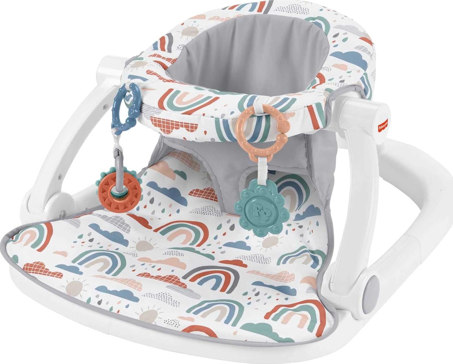 Fisher-Price Portable Baby Chair Sit-Me-Up Floor Seat with Developmental Toys & Machine Washable Seat Pad, Rainbow Showers Fisher-Price Portable Baby Chair Sit-Me-Up Floor Seat with Developmental Toys & Machine Washable Seat Pad, Rainbow Showers