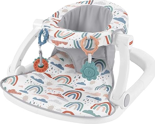Miniatura 10 de Fisher-Price Silla de bebé portátil Sit-Me-Up Asiento de piso con juguetes de desarrollo y almohadilla de asiento lavable a máquina, explosiones