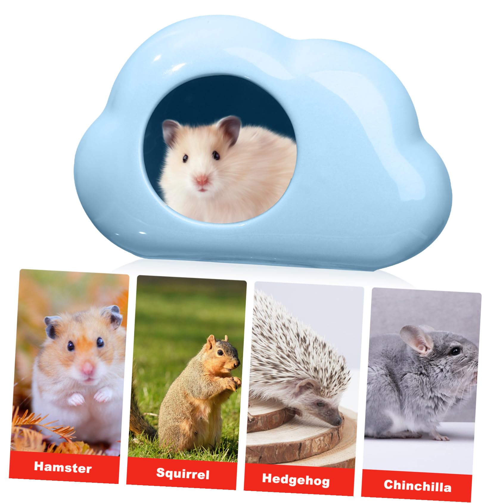 DECHOUS 2 Stück Keramik Hamsterhöhle in Wolkenform als Sommerferien Hamsternest für Kleintier Haustier mit Verbesserter Schlafqualität und Wasserdichtem Keramik Haus