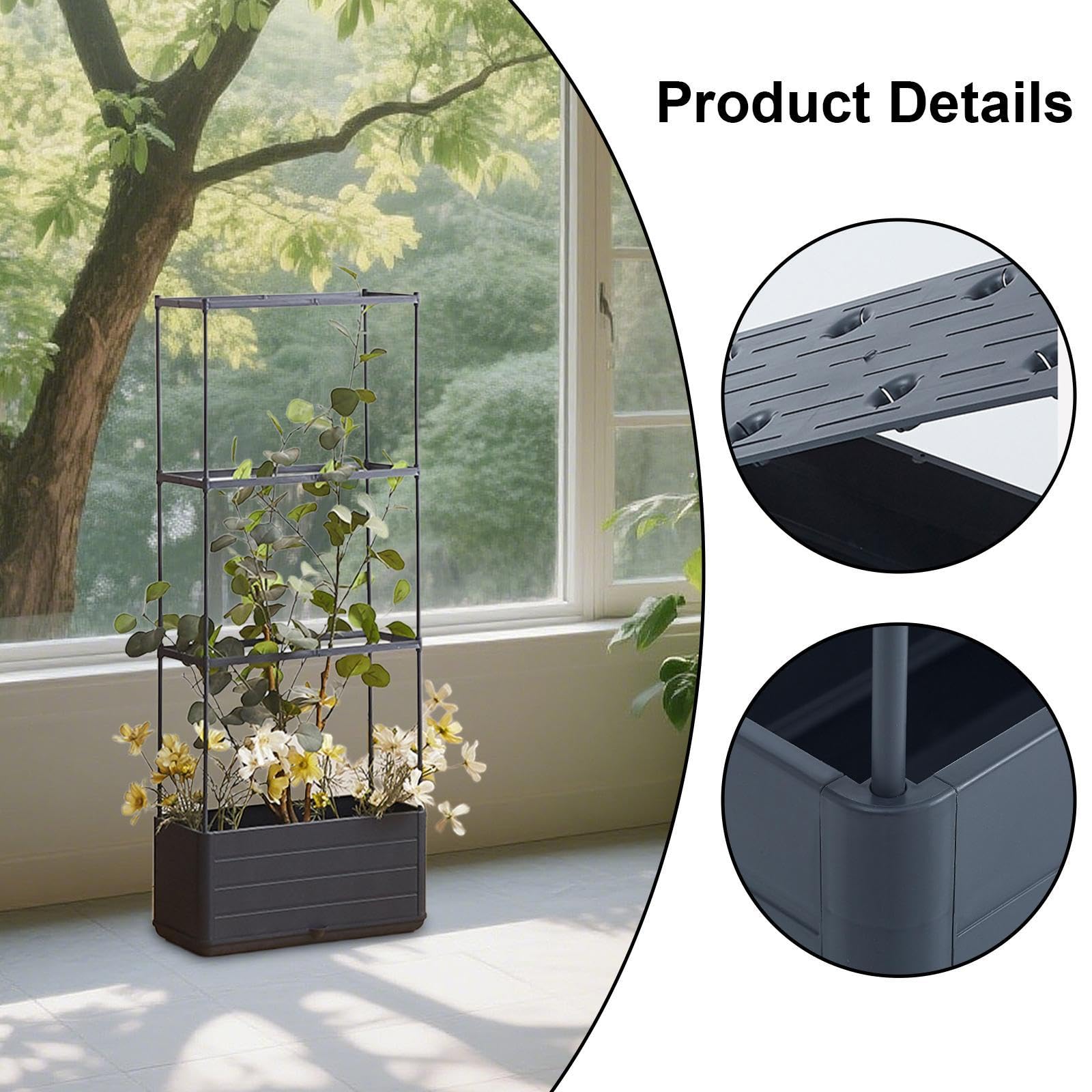 Jardinière Carré Potager Vertical Bac Profond Conteneur Auto-irrigant avec Matériau Résistant Au Soleil Adapté pour Tomates Poivrons, 3 Niveaux