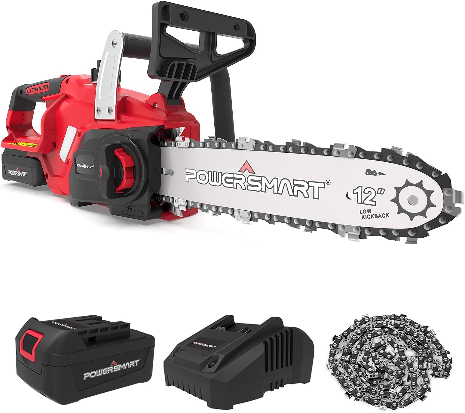 Cordless Chainsaw, 20V 12-Inch Electric Chainsaw with Auto Chain Tension & Lubrication, Battery Powered Chain Saw For Wood Cutting & Trimming (4.0Ah Battery And Fast Charger Included)