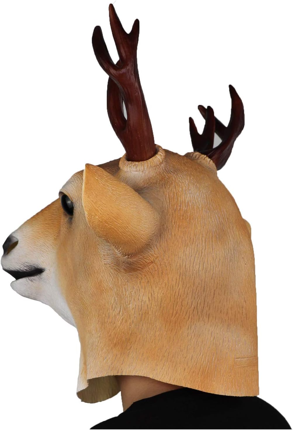 Sika Deer Mask Animal Head Helmet Giraffe Masks Spotted Deer Full Over Head Mask Deluxe Costume Party Latex Cervus Nippon Face Mask for Adult