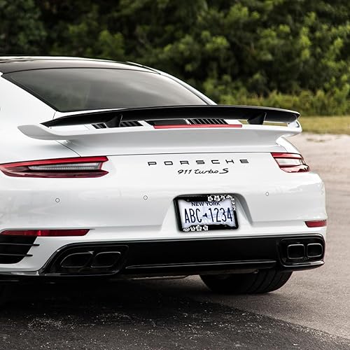 Miniatura 6 de LIN KANG Marcos de matrícula de hibisco  Paquete de 2 marcos de matrícula para mujer, soportes decorativos para placa de automóvil, marco de placa