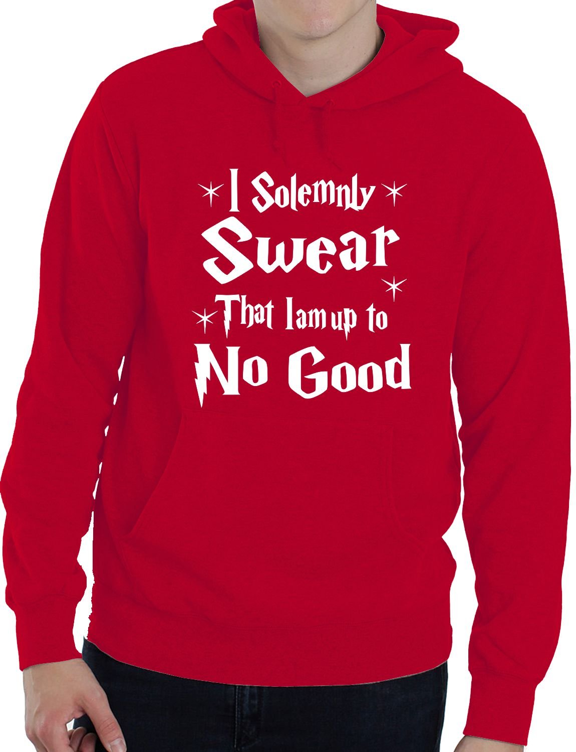 Print4u Unisex Red I Do Solemnly Swear I Am Up To No Good Funny Hoodie Medium