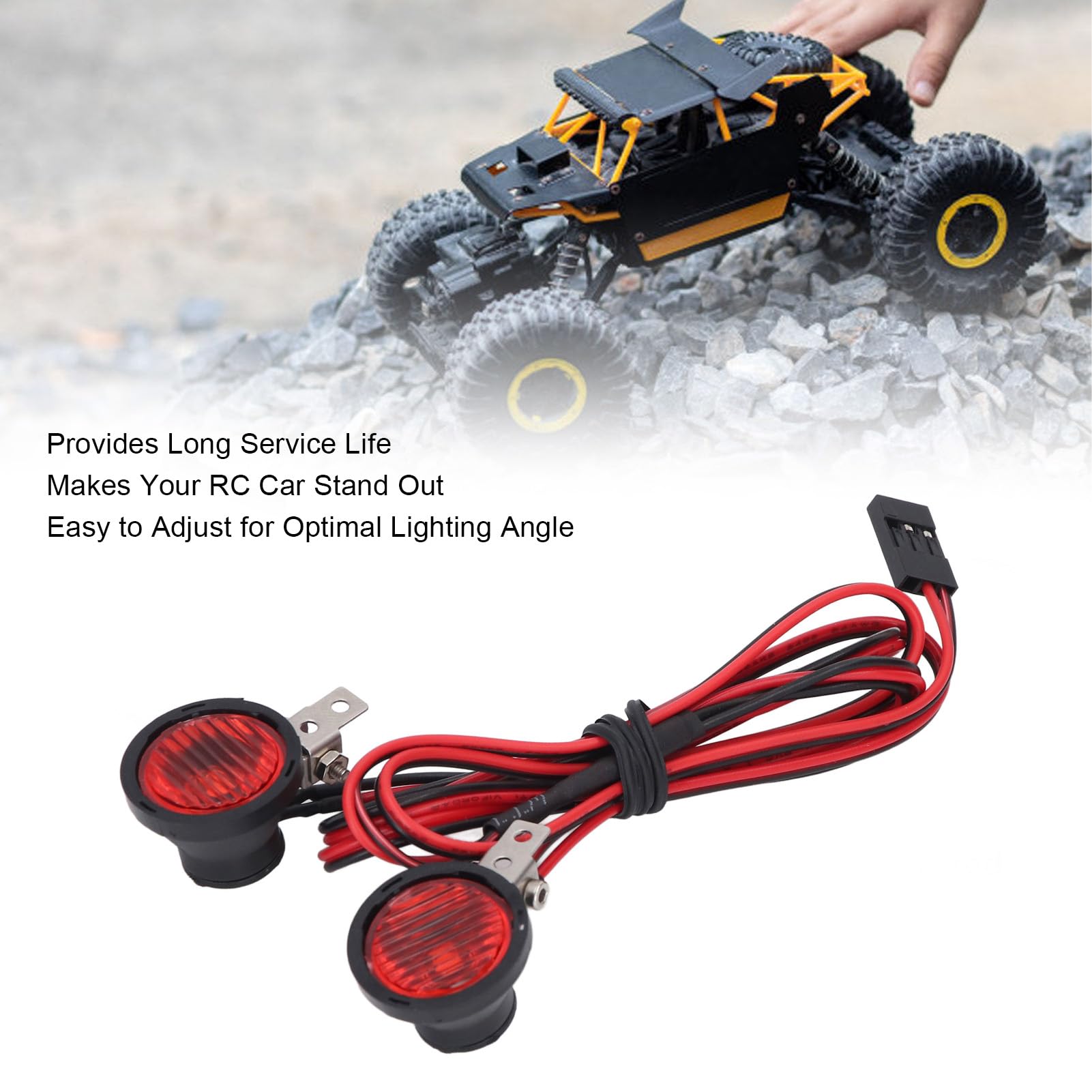 EMUKOEP RC Car Front Spotlight for Axial for SCX10 90046 for Redcat 2 LEDs High Brightness RC Headlight for 1:10 RC Crawler (Red Light) - Image 2