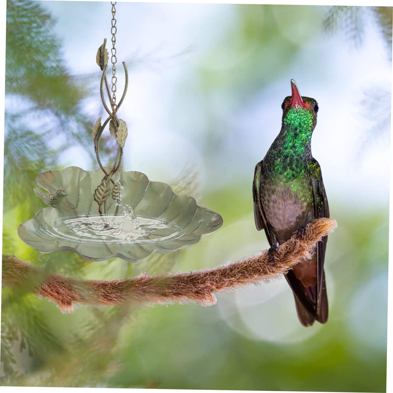 1 Stück Retro Vogelfutterspender Blattform Hängedekoration für Garten Umweltfreundliches Eisenmaterial für Kanarienvögel Papageien und Großer Füllraum für Futter Einfache