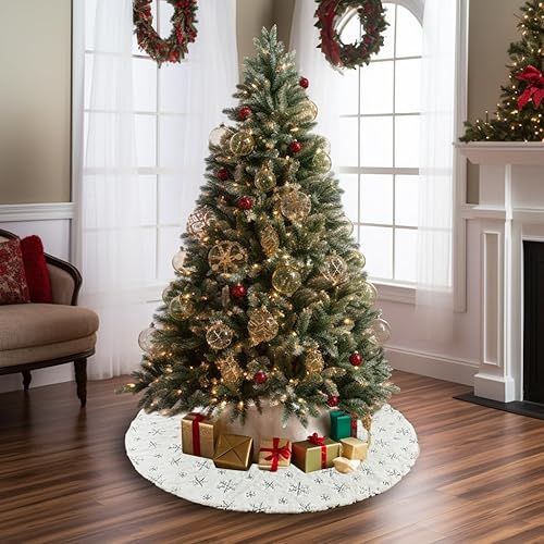 Miniatura 3 de AOGU Decoración de falda de árbol de Navidad de piel sintética de lentejuelas de 36 pulgadas para fiesta de Feliz Navidad, decoración de falda de